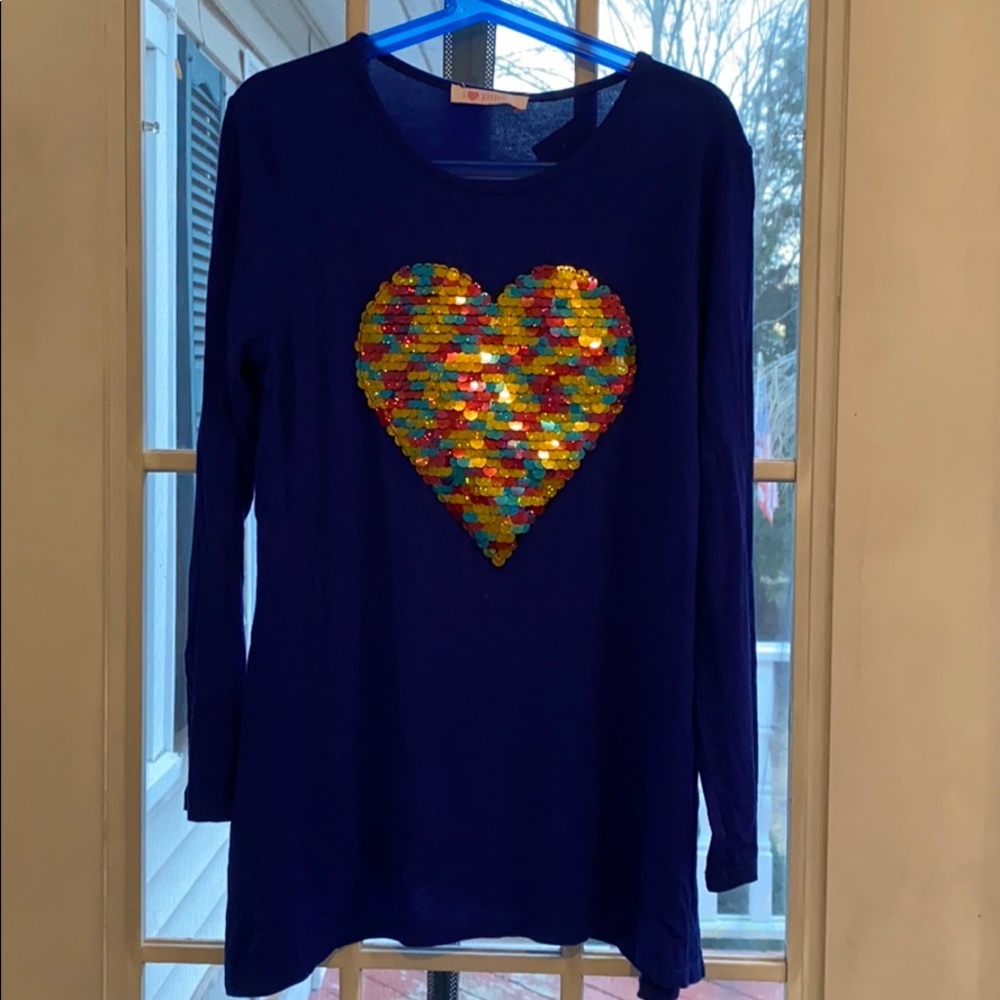 NWT I ❤️ Pinc Sequined heart long sleeve T-shirt